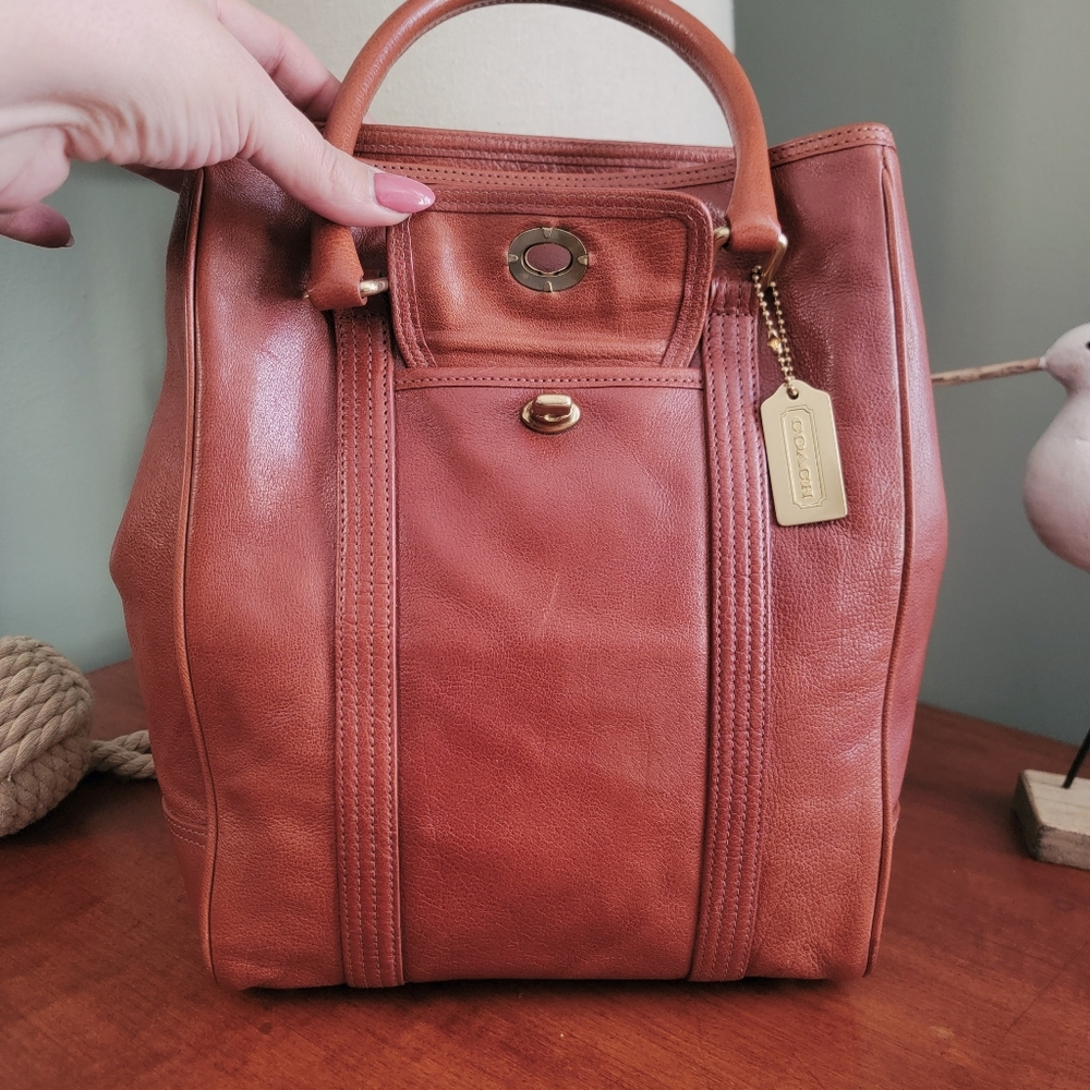 Coach 9704 Buffalo Hide Paper Bag Tote British Tan Leather Vintage Bag - Picture 5 of 16